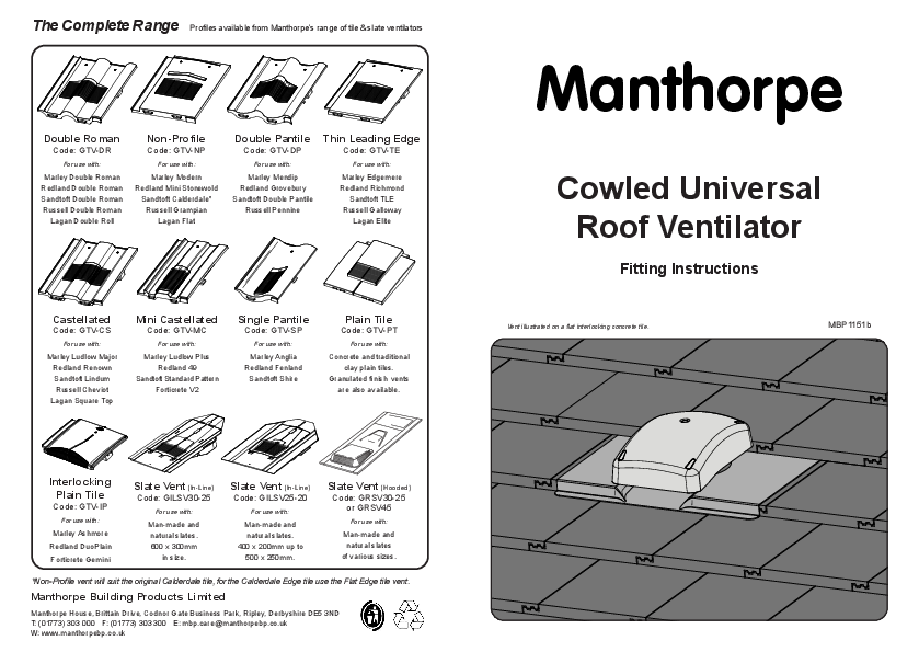 MANUNIVENTTERRACOTTA product manual