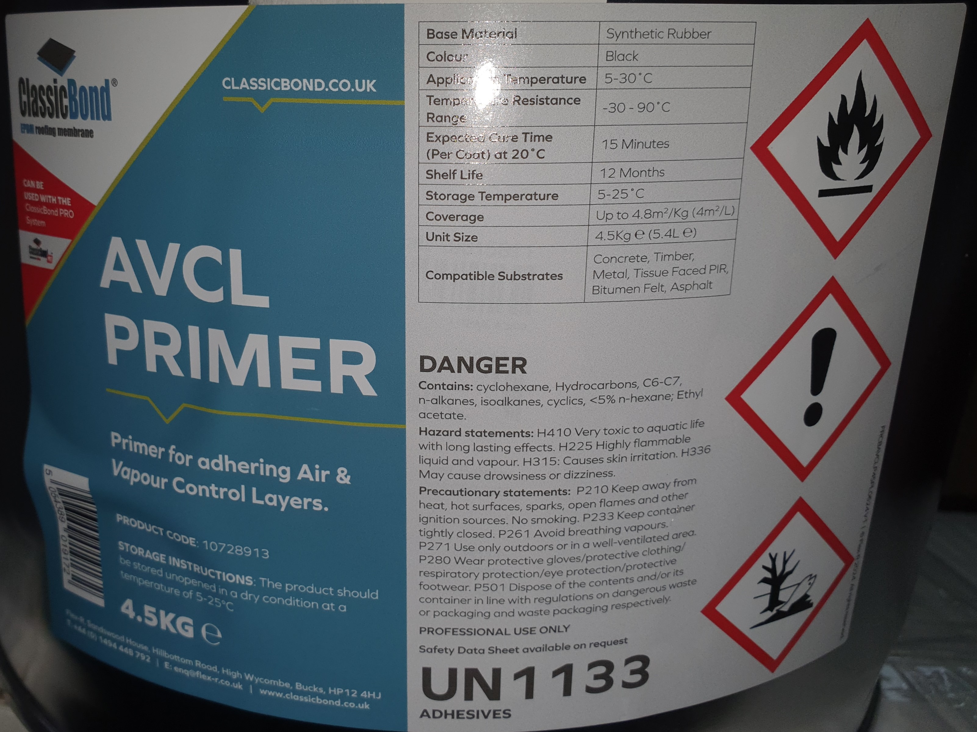 Classicbond AVCL Primer 5.4L Air and Vapour Control Layer Primer VCL
