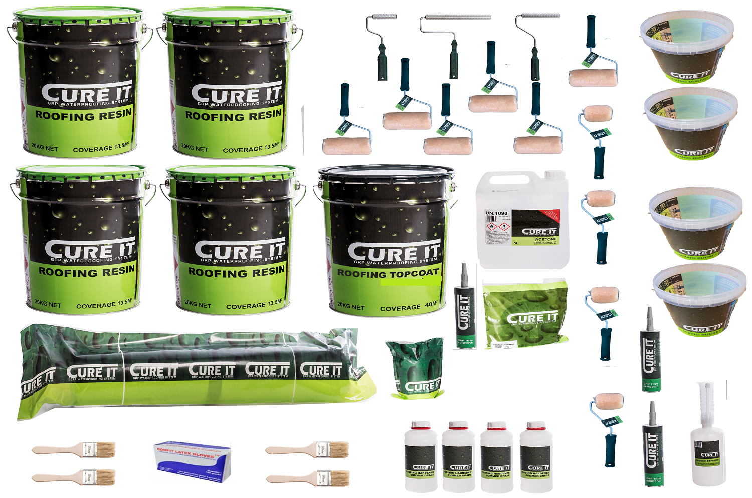 40m² Cure It 600g GRP Fibreglass Roofing Kit (Anthracite Grey)