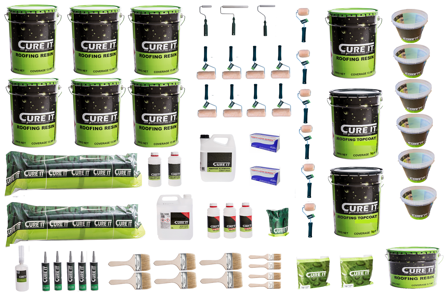 70m² Cure It 600g GRP Fibreglass Roofing Kit (Anthracite Grey)