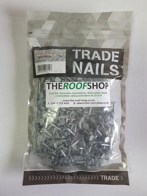 20 x 3.00mm Galv ELH Felt Nails 1kg