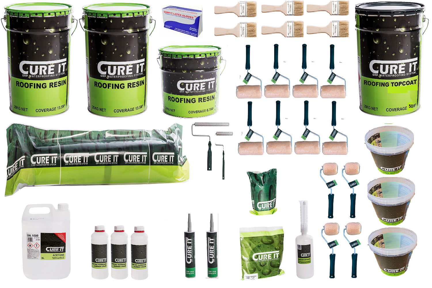 30m² Cure It GRP Fibreglass Roofing Kit (Battleship Grey)