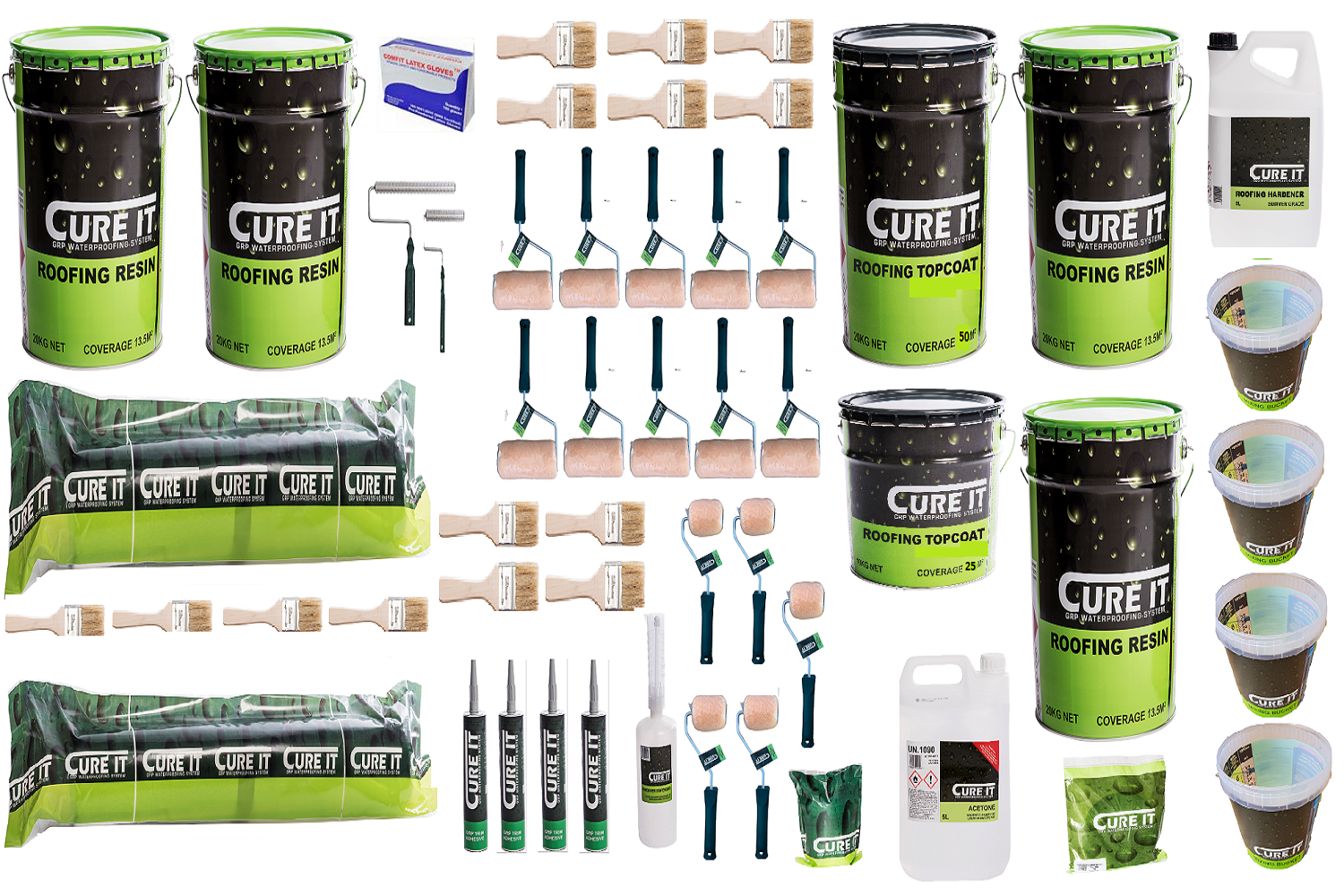 50m² Cure It GRP Fibreglass Roofing Kit Midnight Green