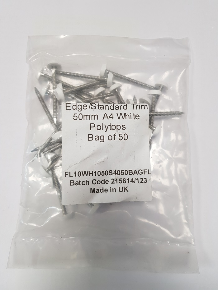 Classicbond® 50mm Poly Pins White (Bag Of 50)