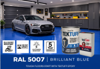 5kg Brilliant Blue RAL 5007 TekTuff Epoxy Floor Paint - 5 Year Guarantee
