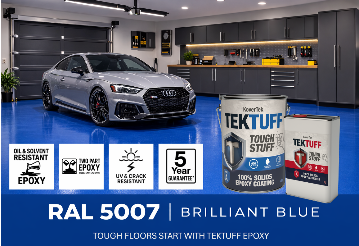 5kg Brilliant Blue RAL 5007 TekTuff Epoxy Floor Paint - 5 Year Guarantee