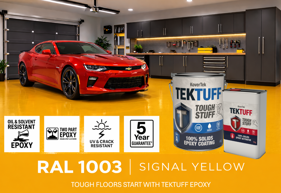 20kg Signal Yellow RAL 1003 TekTuff Epoxy Floor Paint - 5 Year Guarantee