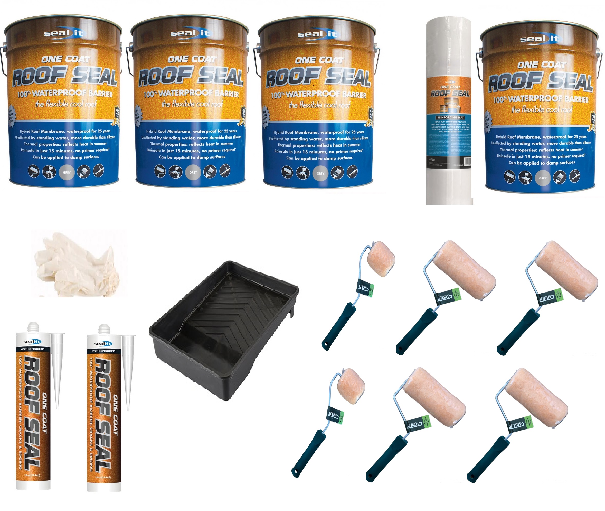 Roof Seal Seal It One Coat ( Grey ) Roofing Liquid Membrane 10m² Kit